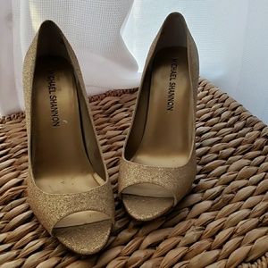 Gold glitter Michael shannon peep toe heels